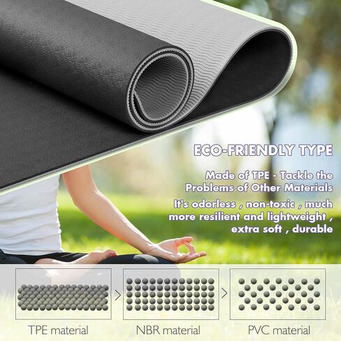 Yoga Mat with Carrying Strap 72x32" & 1/4 Inch Thick Exercise Mat with Double Non Slip Surfaces for Men and Women Home Exercise in Saudi Arabia