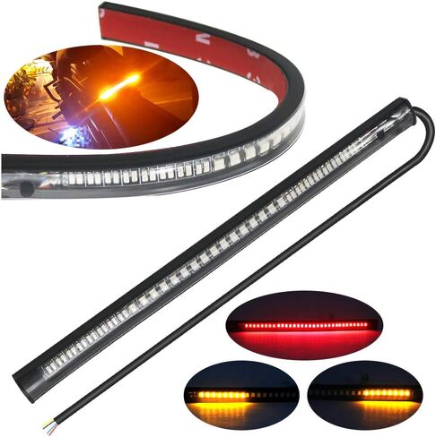 العالمي للدراجات النارية LED بدوره الفردي الذيل الفرامل إيقاف تشغيل أضواء 48 رقائق SMD 8 بوصة أضواء مزدوجة الألوان مرنة لهارلي، كاواساكي، سوزوكي، Yamaha.Amber/Red.2-Pack. in Saudi Arabia