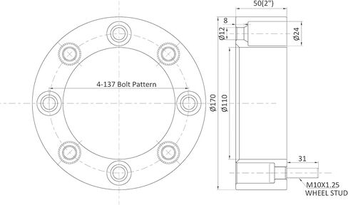 4 قطع فاصل عجلات مزورة ATV UTV 4x137 |2 بوصة مع مسامير 10x1.25 متوافقة مع Kawasaki Can-Am Bombardier سوزوكي - 4 العروة 4/137 فاصل لقائد Outlander Renegade Mule Prairie in Kuwait
