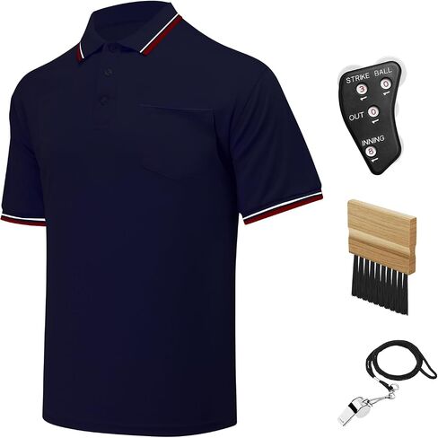 4 Pcs Official Baseball/Softball Umpire Kit Set Including Umpire Shirt Indicator Brush Whistle for Men Referee in Saudi Arabia