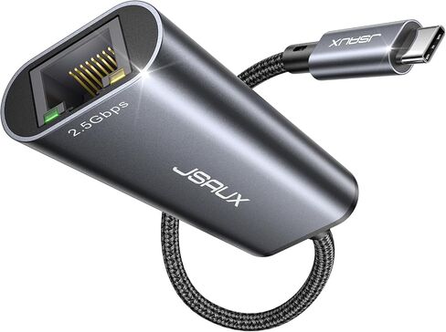 محول JSAUX USB C إلى Ethernet 2.5 جيجا، محول إيثرنت للكمبيوتر المحمول، النوع C (Thunderbolt 4/3) إلى محول شبكة LAN RJ45، محول شبكة 2.5 جيجابت متوافق مع MacBook Air/Pro، Dell XPS، NAS in Saudi Arabia
