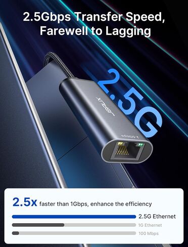 محول JSAUX USB C إلى Ethernet 2.5 جيجا، محول إيثرنت للكمبيوتر المحمول، النوع C (Thunderbolt 4/3) إلى محول شبكة LAN RJ45، محول شبكة 2.5 جيجابت متوافق مع MacBook Air/Pro، Dell XPS، NAS in Saudi Arabia