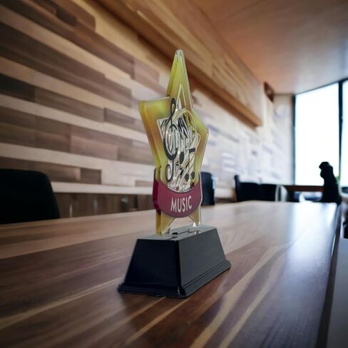 Trophy Monster Music Gold Star Acrylic Trophies Awards | Size 6½" | Made from Printed Acrylic | for Club, School & Presentations | Free Engraving Option in Saudi Arabia