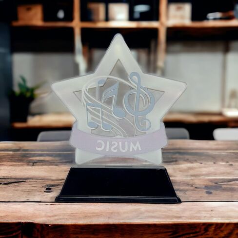 Trophy Monster Music Gold Star Acrylic Trophies Awards | Size 6½" | Made from Printed Acrylic | for Club, School & Presentations | Free Engraving Option in Saudi Arabia