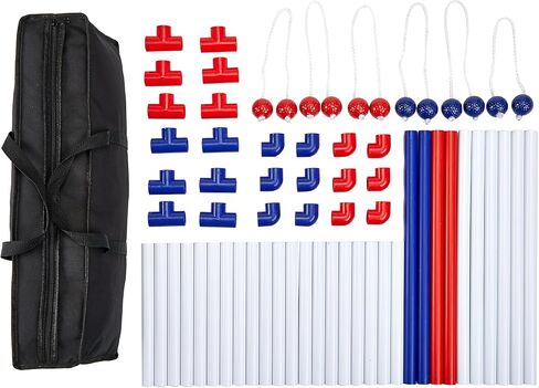Amazon Basics Ladder Toss Outdoor Lawn Game Set with Soft Carrying Case, 2 Count, Full Size, Blue,Red, 22" x 26" x 38" in Saudi Arabia
