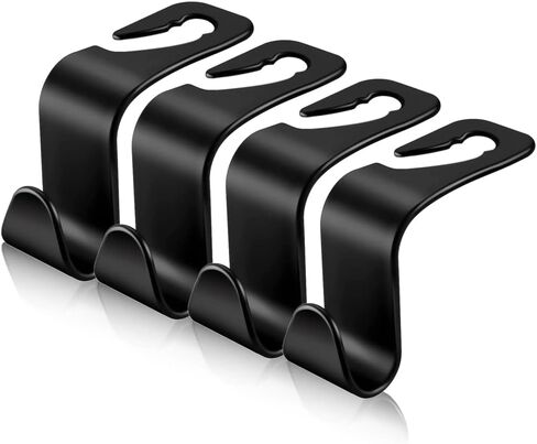 Luckybay 4 عبوات من خطافات مسند رأس مقعد السيارة، منظم تخزين الشماعات والإكسسوارات الداخلية لمحفظة المعاطف والمظلات والحقائب in Kuwait