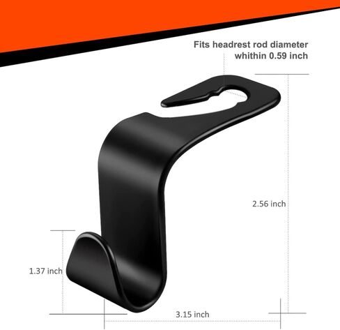 Luckybay 4 عبوات من خطافات مسند رأس مقعد السيارة، منظم تخزين الشماعات والإكسسوارات الداخلية لمحفظة المعاطف والمظلات والحقائب in Kuwait