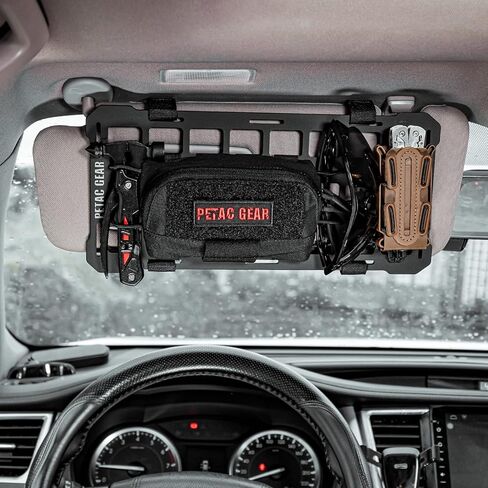 PETAC GEAR Car Sun Visor EDC Orgnaizer|Auto Rigid Molle Panels For Vehicles Car Seat Back Organizer Tactical Gears Rack Truck Mount Panels (Black) in Saudi Arabia