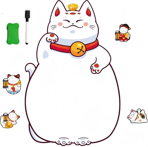 لوح مسح جاف مغناطيسي للثلاجة، ديكورات للثلاجة أو الباب المعدني، يأتي مع قلم تحديد وممحاة واحدة، للأطفال للكتابة والرسم (القطط) in Kuwait