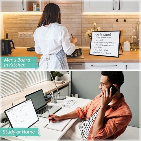 White Board, Jorking Dry Erase Calendar 16"x12" Magnetic Desktop Whiteboard with Stand, Monthly whiteboard for Wall Portable Double-Sided Dry Erase Board for Kitchen, Office, School, Gift idea, Silver in Saudi Arabia