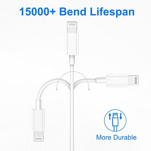 5pack 10 ft iPhone Charger Long Cord [Apple MFi Certified] 10ft Lightning to USB Charging Cable Fast High Speed Charger Cords for Apple iPhone 14/13/12/11 Pro Max/XS MAX/XR/XS/X 10 Foot White in Kuwait