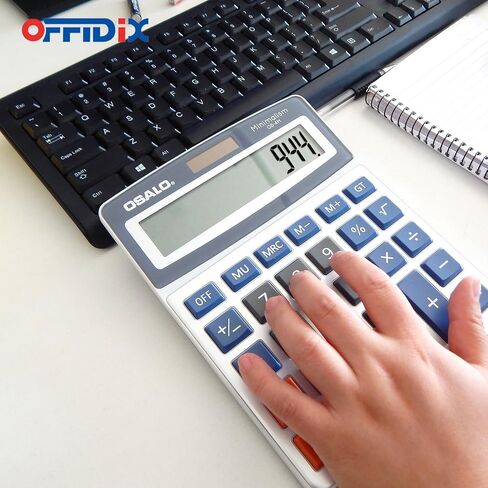 OFFIDIX الآلات الحاسبة المكتبية آلة حاسبة سطح المكتب، الآلات الحاسبة الأساسية، البطارية الشمسية آلة حاسبة إلكترونية مزدوجة الطاقة المحمولة 12 رقمًا كبيرًا بشاشة LCD كبيرة الحجم in Saudi Arabia