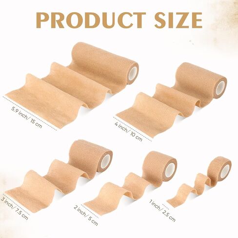 10 Pcs Self Adherent Bandage Wrap 1'' 2'' 3'' 4'' 6'' Cohesive Bandage Elastic Self Adhesive Wrap Bandage Sports Athletic Tape for Skin Finger Ankle Wrist Knee Swelling Injury Supplies in Saudi Arabia
