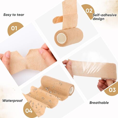 10 Pcs Self Adherent Bandage Wrap 1'' 2'' 3'' 4'' 6'' Cohesive Bandage Elastic Self Adhesive Wrap Bandage Sports Athletic Tape for Skin Finger Ankle Wrist Knee Swelling Injury Supplies in Saudi Arabia