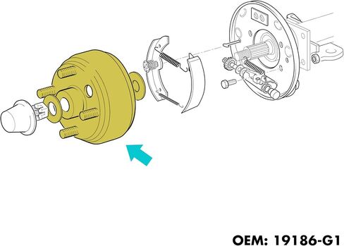 مجموعة محور طبلة الفرامل لعربة الجولف لـ EZGO TXT PDS 1982-up Electric & 1982-1993 2-Cycle Gas، OEM # 19186G1P 19186-G1P in Saudi Arabia