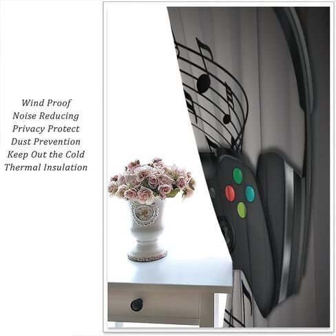 ستائر ألعاب لغرفة النوم والمراهقين والأولاد، ستائر تعتيم للعبة، لوحة ألعاب ديكور منزلي، ستائر نافذة معزولة حراريًا للفتيات والأطفال، معالجة بجيب قضيب أسود وأحمر ورمادي 42 × 45 بوصة in Kuwait