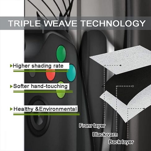 ستائر ألعاب لغرفة النوم والمراهقين والأولاد، ستائر تعتيم للعبة، لوحة ألعاب ديكور منزلي، ستائر نافذة معزولة حراريًا للفتيات والأطفال، معالجة بجيب قضيب أسود وأحمر ورمادي 42 × 45 بوصة in Kuwait