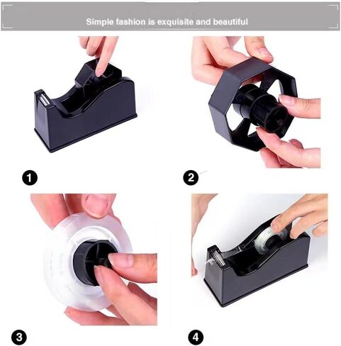 بكرة لاصقة لموزع شريط سطح المكتب (تناسب 1 بوصة و3 بوصة)، لشريط التقنيع، وشريط نقل الحرارة، وشريط الرسامين، وشريط الفريزر وشريط المطبخ (أسود) in Kuwait