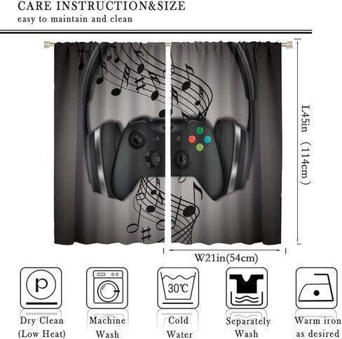 ستائر ألعاب لغرفة النوم والمراهقين والأولاد، ستائر تعتيم للعبة، لوحة ألعاب ديكور منزلي، ستائر نافذة معزولة حراريًا للفتيات والأطفال، معالجة بجيب قضيب أسود وأحمر ورمادي 42 × 45 بوصة in Kuwait