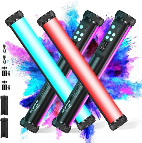 2Pack RGB LED Video Light Stick Wand,3200K~8500K Magnetic Photography Tube Light,360° Full RGB Light Stick with 4000mAh Battery for YouTube Video,Vlog,Live Game Streaming… in Saudi Arabia