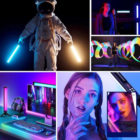 2Pack RGB LED Video Light Stick Wand,3200K~8500K Magnetic Photography Tube Light,360° Full RGB Light Stick with 4000mAh Battery for YouTube Video,Vlog,Live Game Streaming… in Saudi Arabia