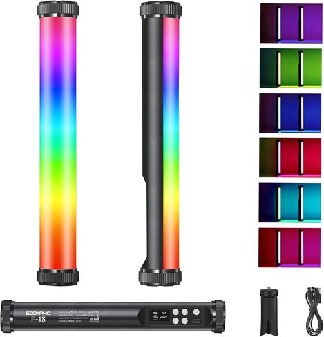 2Pack RGB LED Video Light Stick Wand,3200K~8500K Magnetic Photography Tube Light,360° Full RGB Light Stick with 4000mAh Battery for YouTube Video,Vlog,Live Game Streaming… in Saudi Arabia