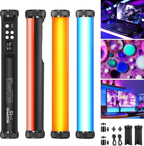 2Pack RGB LED Video Light Stick Wand,3200K~8500K Magnetic Photography Tube Light,360° Full RGB Light Stick with 4000mAh Battery for YouTube Video,Vlog,Live Game Streaming… in Saudi Arabia