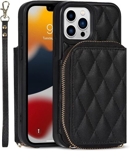 حافظة Jaorty Crossbody قابلة للفصل 2 في 1 لهاتف iPhone 13 Pro Max، حافظة كروس مع سحاب حامل بطاقات وحزام معصم ومحفظة حبل متوافقة مع Apple iPhone 13 Pro Max 6.7 بوصة، أسود in Saudi Arabia