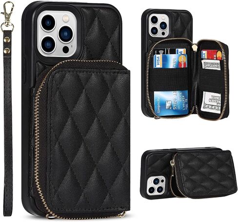 حافظة Jaorty Crossbody قابلة للفصل 2 في 1 لهاتف iPhone 13 Pro Max، حافظة كروس مع سحاب حامل بطاقات وحزام معصم ومحفظة حبل متوافقة مع Apple iPhone 13 Pro Max 6.7 بوصة، أسود in Saudi Arabia