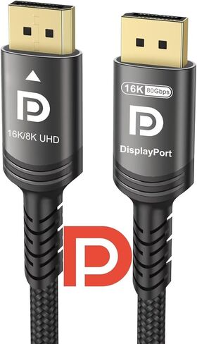 كابل DisplayPort 2.1 16k 8k 80 جيجابت في الثانية 5 قدم، كابل DP بمعدل بت عالي للغاية معتمد من VESA UHBR20 HDR10+ DSC1.2a 16k 60 هرتز 8k 120 هرتز 4k 240 هرتز 165 هرتز PC TV Ryzen7900 FreeSync G-Sync in Saudi Arabia