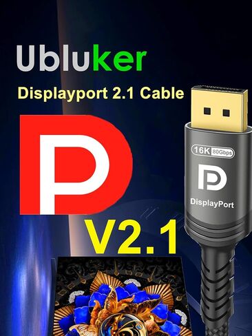 كابل DisplayPort 2.1 16k 8k 80 جيجابت في الثانية 5 قدم، كابل DP بمعدل بت عالي للغاية معتمد من VESA UHBR20 HDR10+ DSC1.2a 16k 60 هرتز 8k 120 هرتز 4k 240 هرتز 165 هرتز PC TV Ryzen7900 FreeSync G-Sync in Saudi Arabia