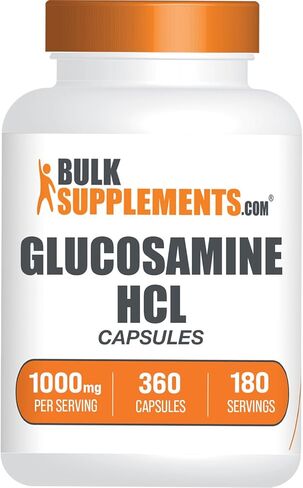 BULKSUPPLEMENTS.COM كبسولات الجلوكوزامين HCl - الجلوكوزامين 1000 مجم، مكمل الجلوكوزامين، كبسولات الجلوكوزامين - مكملات المفاصل، خالية من الغلوتين، 2 كبسولة لكل وجبة، 360 كبسولة in Kuwait