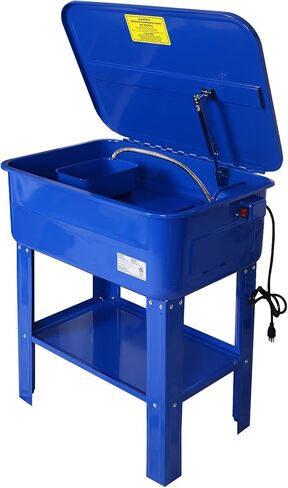 20-Gallon Portable Automotive Parts Washer Cabinet with 110v Electrical Pump, Work Basket, Removable Shelf, Blue in Kuwait