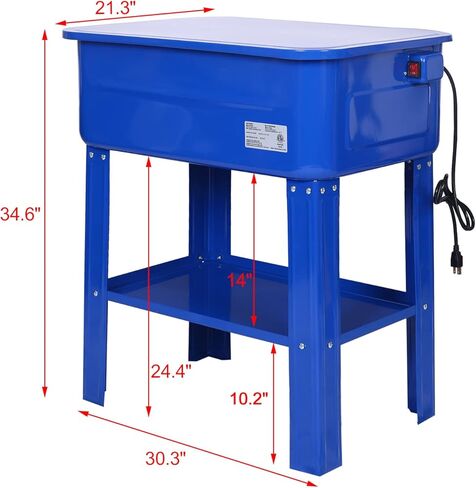 20-Gallon Portable Automotive Parts Washer Cabinet with 110v Electrical Pump, Work Basket, Removable Shelf, Blue in Kuwait