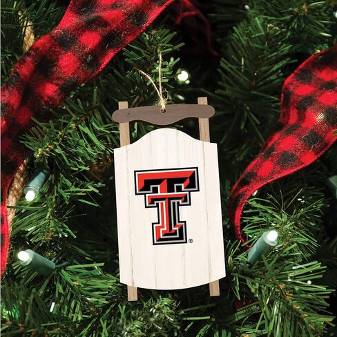 P. Graham Dunn Texas Tech Logo Sled 5 x 2.625 MDF Wood Holiday ديكور معلق للزينة in Saudi Arabia