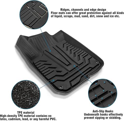 سجادات أرضية السيارة متوافقة مع 2017-2022 Honda CRV، تناسب مخصص CR-V TPE باللون الأسود لجميع الأحوال الجوية ضد الماء، بطانات أرضية الصف الأول والثاني in Kuwait