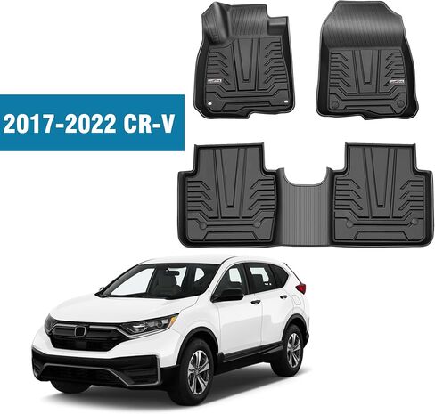 سجادات أرضية السيارة متوافقة مع 2017-2022 Honda CRV، تناسب مخصص CR-V TPE باللون الأسود لجميع الأحوال الجوية ضد الماء، بطانات أرضية الصف الأول والثاني in Kuwait