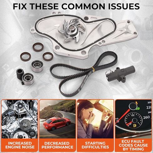 مجموعة حزام التوقيت، مع مجموعة حزام توقيت مضخة المياه المتوافقة مع Honda Accord Odyssey Pilot Ridgeline Acura MDX RL TL 3.0L 3.2L 3.5L 3.7L. استبدال # TCKWP329 TKH-002 19200-RDV-J01 14510-RCA-A01 in Kuwait