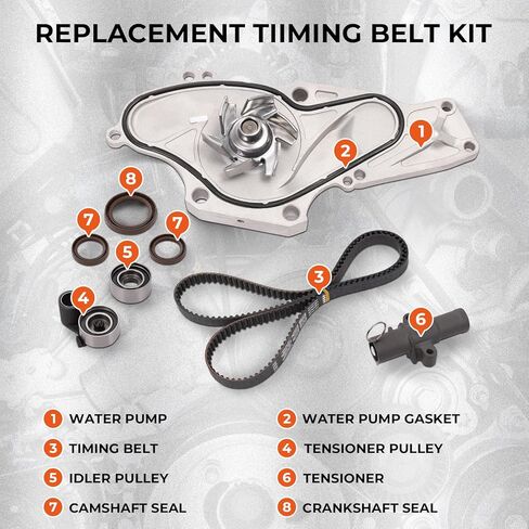 مجموعة حزام التوقيت، مع مجموعة حزام توقيت مضخة المياه المتوافقة مع Honda Accord Odyssey Pilot Ridgeline Acura MDX RL TL 3.0L 3.2L 3.5L 3.7L. استبدال # TCKWP329 TKH-002 19200-RDV-J01 14510-RCA-A01 in Kuwait