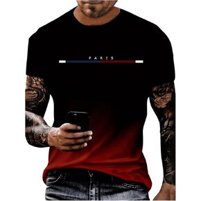 SOLY HUX Men's Graphic Tee Letter Print Gradient Crew Neck Short Sleeve Casual Streetwear T Shirt Tops