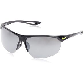 Nike Golf Cross Trainer Sunglasses, Black/Volt Frame, Grey with Silver Flash Lens