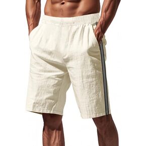 Mens Athletic Shorts with Elastic Waist Drawstring, Solid Color Workout Casual Shorts for Summer Beach & Sports
