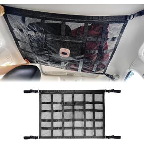جيب شحن Car Cargo Cargo ، 31.5 "x21.6" منظم تخزين سقف السيارة مزدوج الطبقة ، تقوية الحمل ودائما أقل ، لسفر الشاحنة سيارات الدفع الرباعي الطويلة على الطريق التخييم الملحقات الداخلية