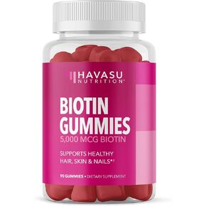5000mcg biotin gummies للشعر والجلد والأظافر - مكملات نباتية للنساء والرجال - GLP -1 الدعم الغذائي لتعزيز الأقفال اللطيفة والجلد المشع - فيتامين B7 - نكهة الفراولة ، 90 عددًا