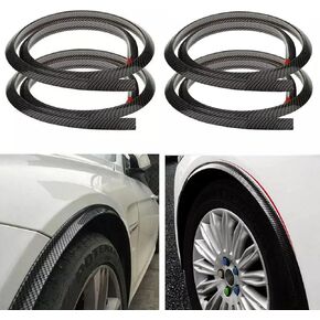 TuTuYa Fender Flares, 4.9Ft/1.5m Universal Carbon Fiber Car Wheel Fender Extension Moulding Flares Auto Tyre Eyebrow Trim Strip Stick Out Edge,Pack of 4 Pcs