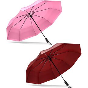 Rain-Mate Compact Travel Umbrella Bundle - Double the Protection, Pocket Ready Design, Auto Open and Close, Windproof