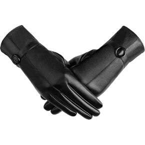 Womens Winter Leather Gloves, Touchscreen Texting Driving Gloves, Super Soft Warm Lined Womens Glove Cold Weather