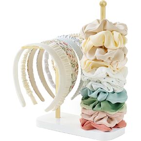Dahey عقال Scrunchie Holder Metal 2-tier Hair Associory Organizer Display Storage Storage Bropes Barcelets Barcles for Girls Women Bedroom College Dorm Docit ، Gold