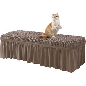 غطاء مقعد الطعام 3D Seersucker Piano Cushion Cushion ، كرسي الطعام يغطي حامي أثاث مقاعد البدلاء ، 44 ''-71 '' ، أبيض