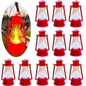 12 Pack Mini Lantern for Little Cowboy Centerpieces Tables Ideas Western Party Favor Decorations Wedding Decor Camping with 4inch Flickering LED Candle, Vintage Table Toppers Decorative (Brown)